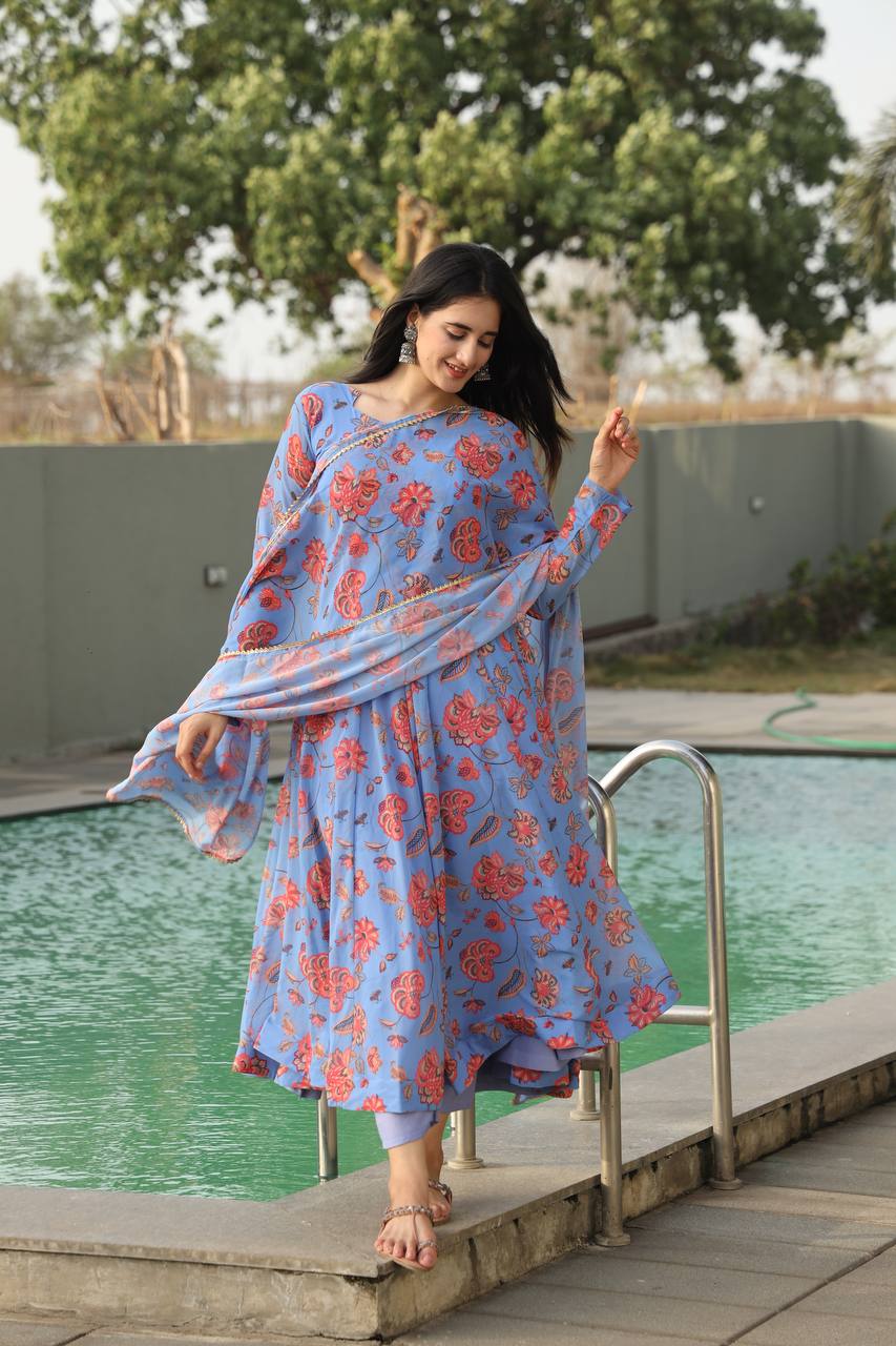 Zarmina Sky Bloom Anarkali Set ✨🌤️
