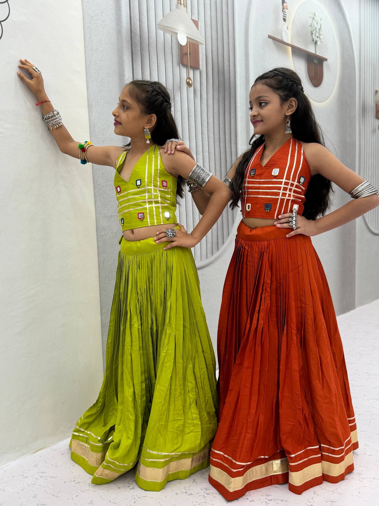 NAVRATRI SPECIAL KIDS LEHENGA CHOLI β MIRROR HANDWORK