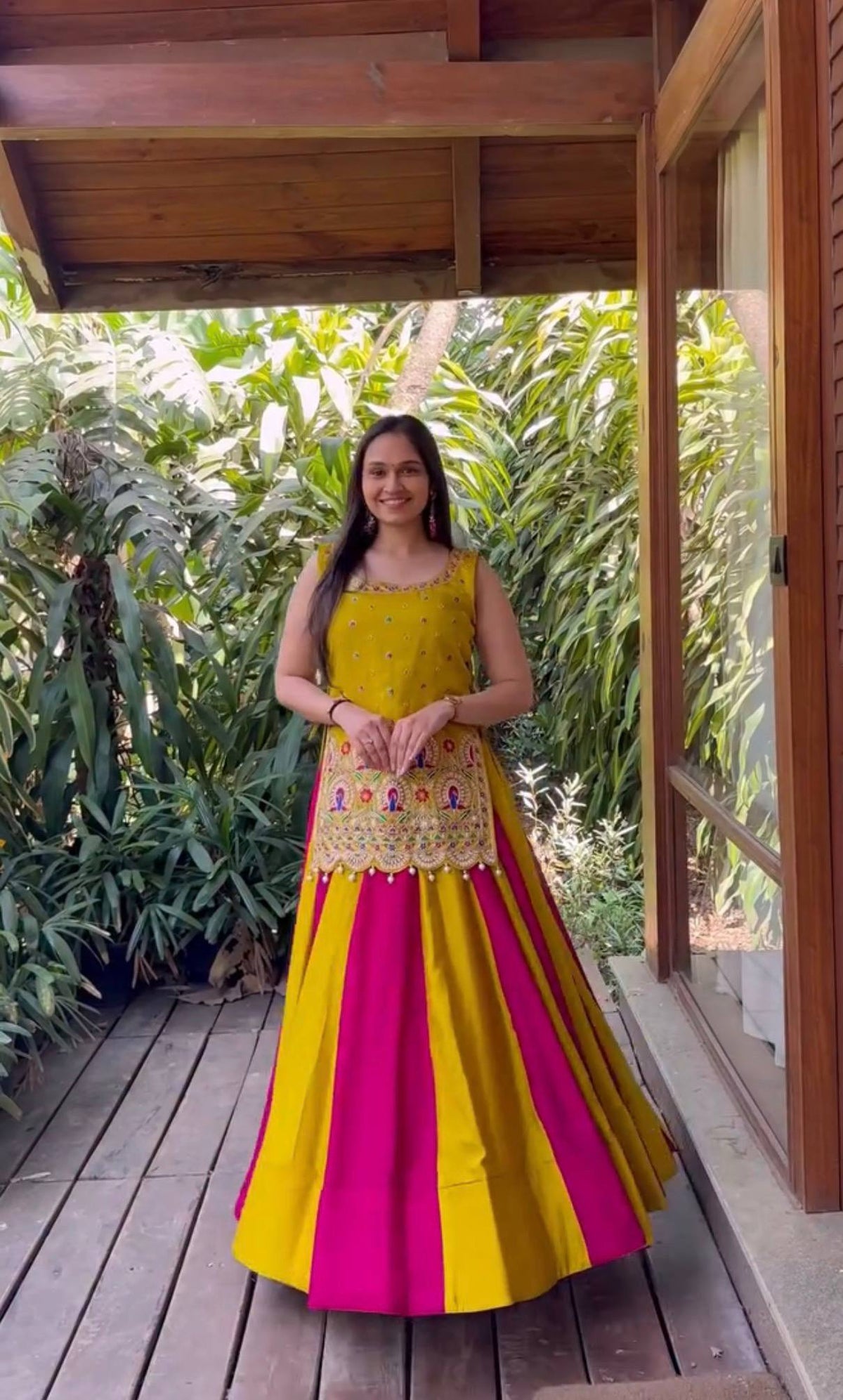 NAVRATRI SPECIAL VICHITRA SILK LEHENGA CHOLI WITH SHRUG