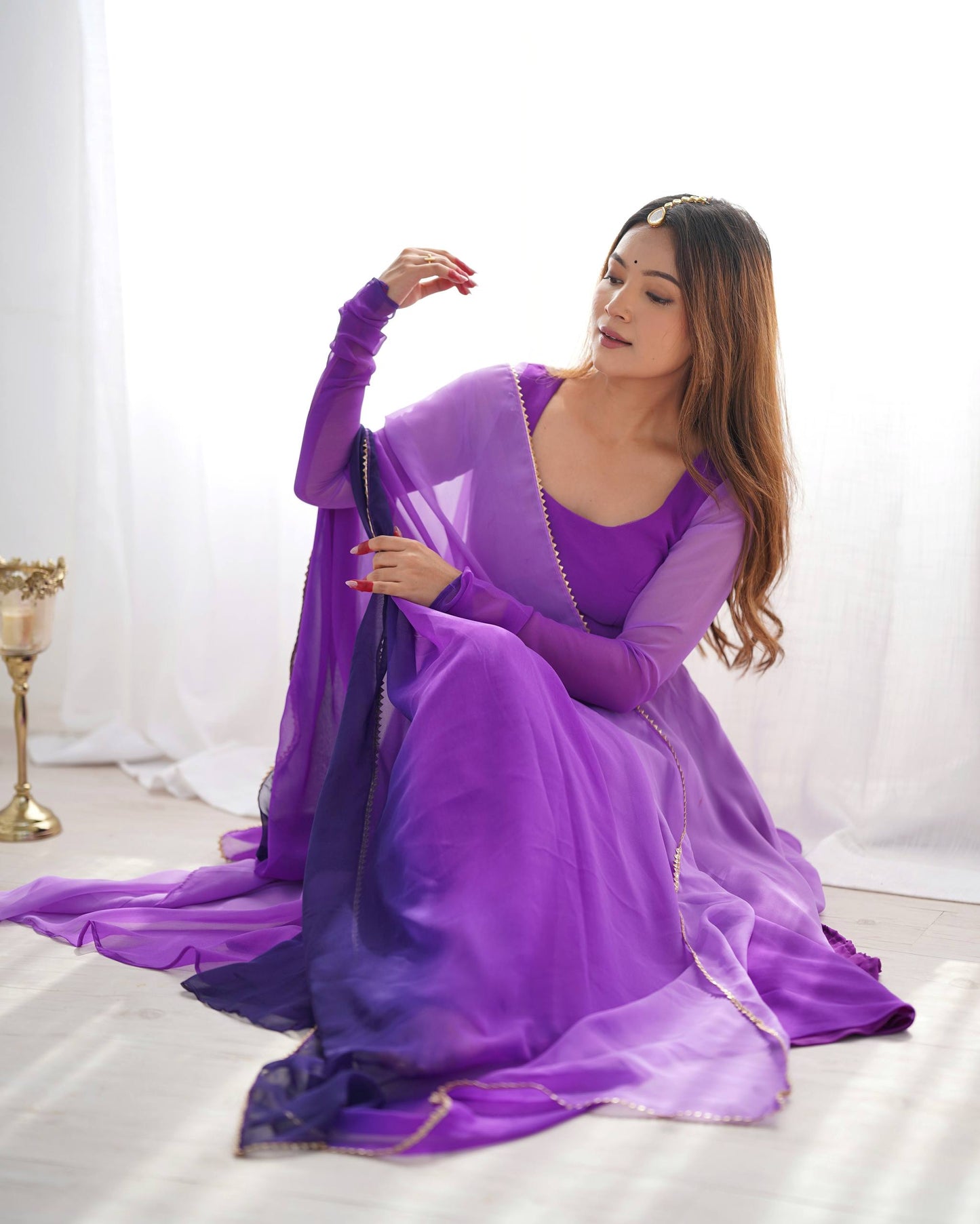 Trendy Colorful Fox Georgette Anarkali Suit Set For Women 🌈