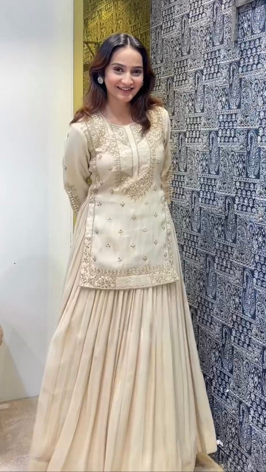 HEAVY CHINON SILK EMBROIDERED LEHENGA SET