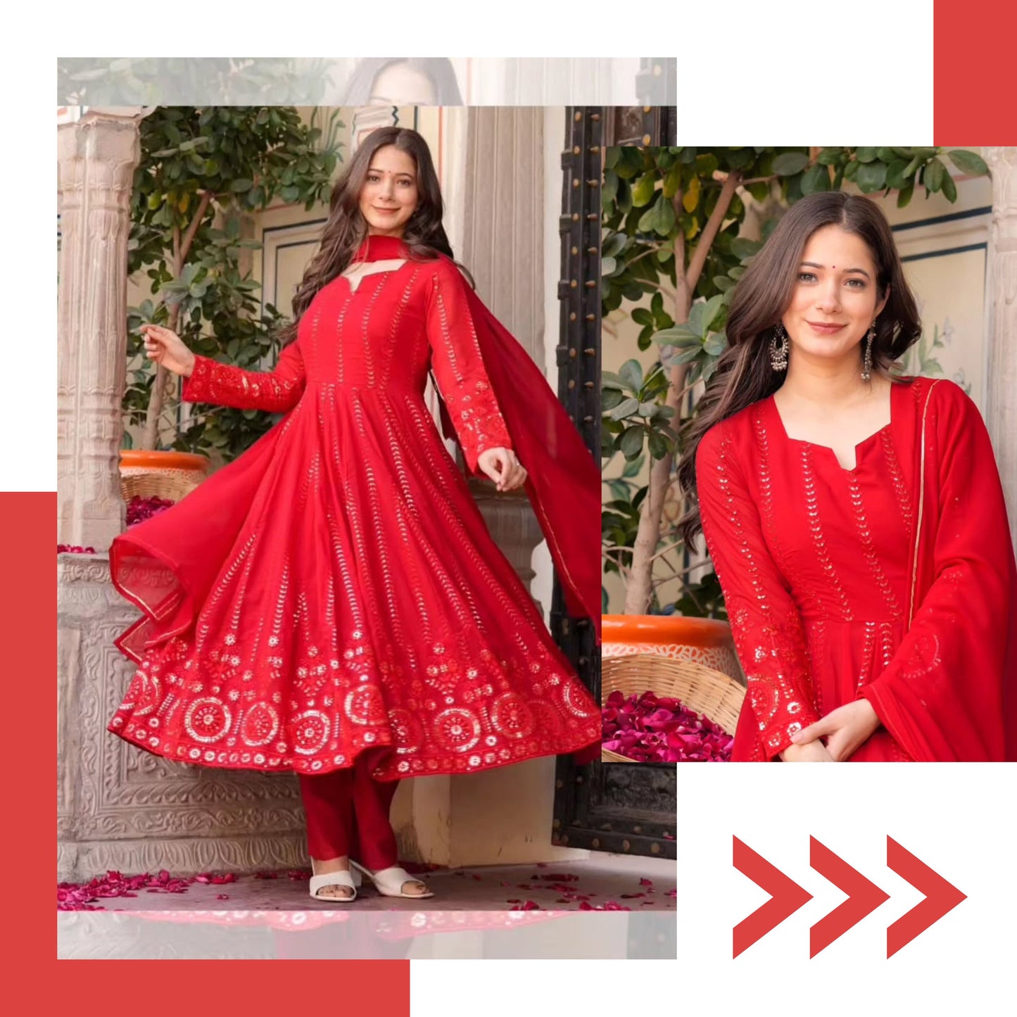 Ruhani Red Flared Anarkali Set ❤️✨