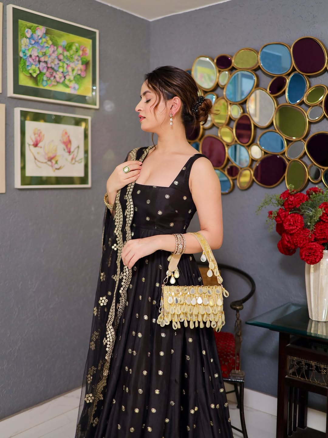 Zareen Silk Partywear Anarkali Set ✨🖤