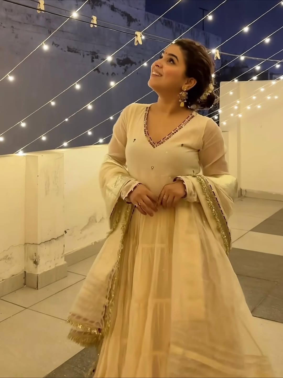 Trending Off White Anarkali Suit Set