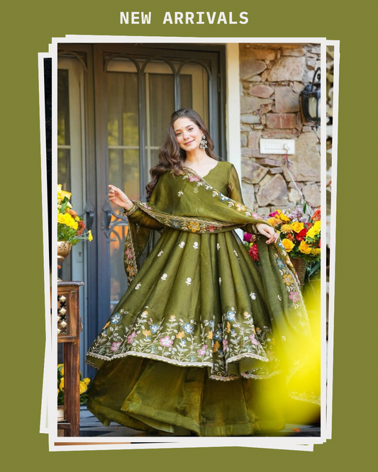Elegant Soft Crunchy Silk Anarkali Set ✨