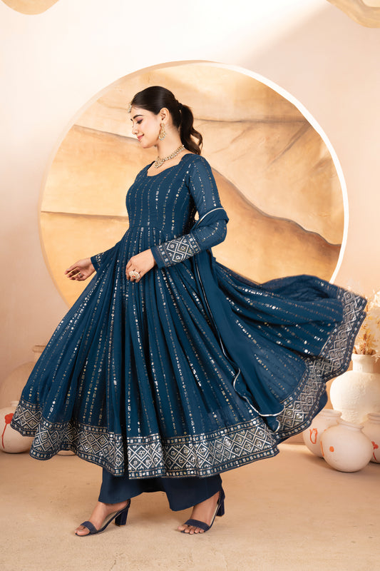 Zareen Rama Blue Anarkali Set 💙✨