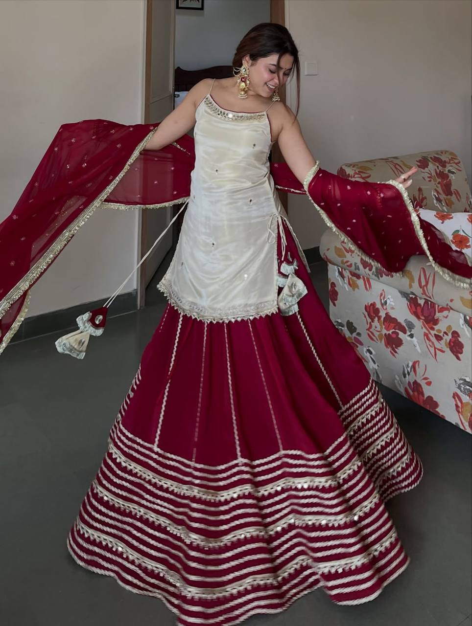 Premium Vichitra Silk Anarkali Suit Set For Women 👑