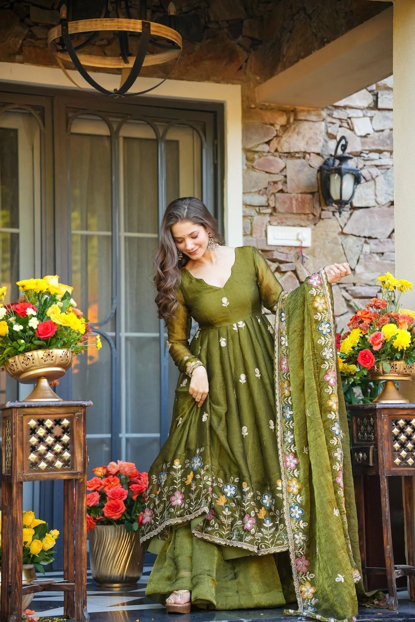 Elegant Soft Crunchy Silk Anarkali Set ✨