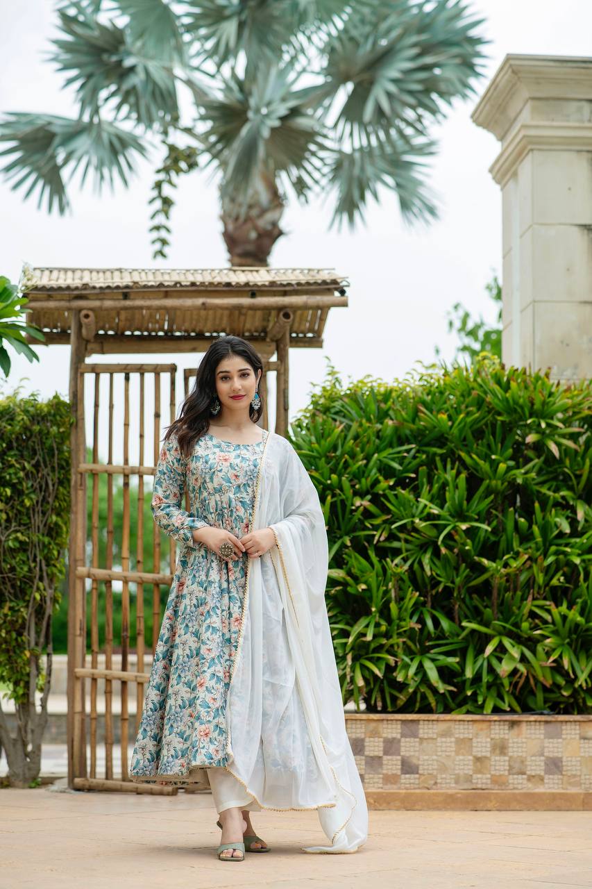 Zariya Multi Print Gown Suit Set ✨🌸