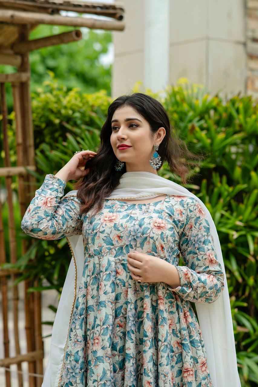 Zariya Multi Print Gown Suit Set ✨🌸