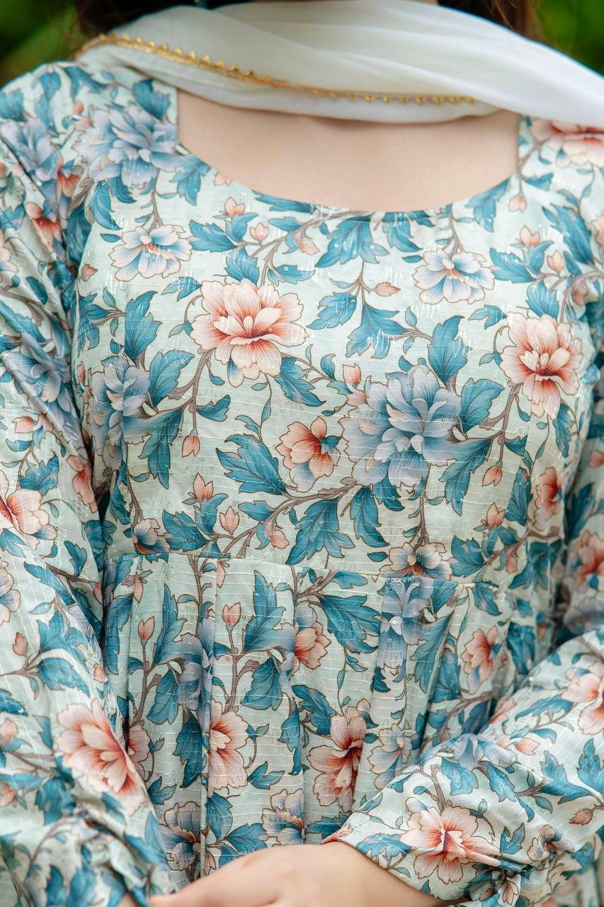 Zariya Multi Print Gown Suit Set ✨🌸