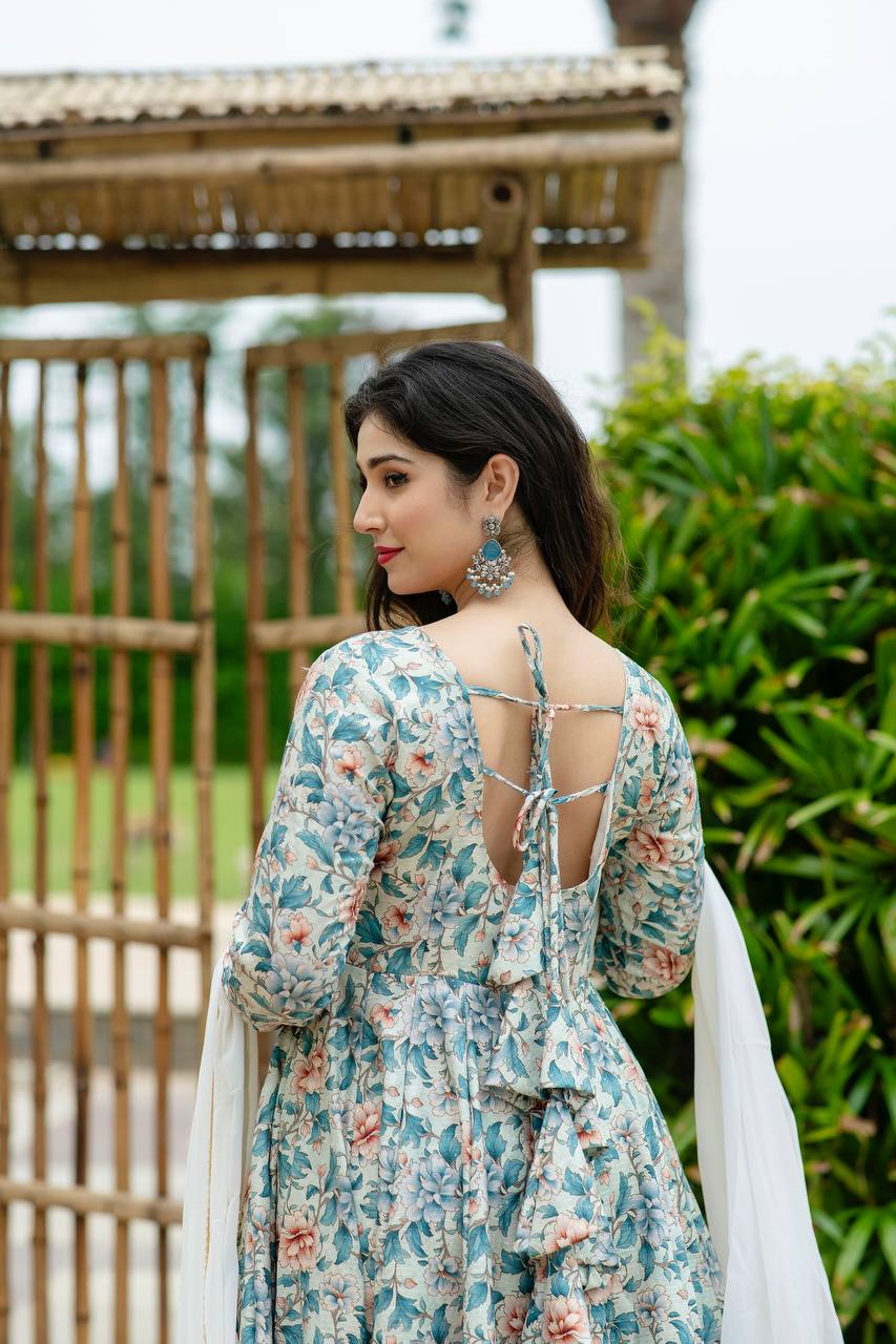 Zariya Multi Print Gown Suit Set ✨🌸