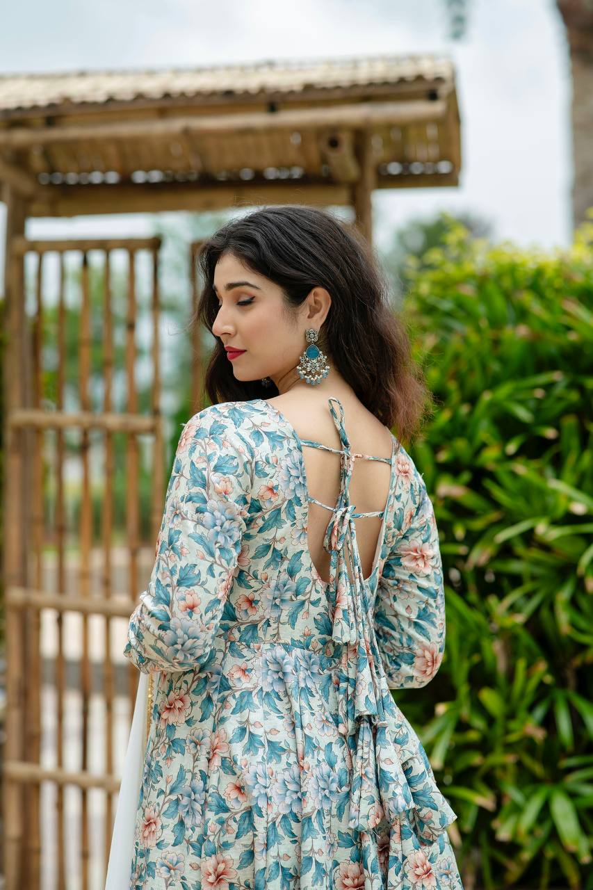 Zariya Multi Print Gown Suit Set ✨🌸