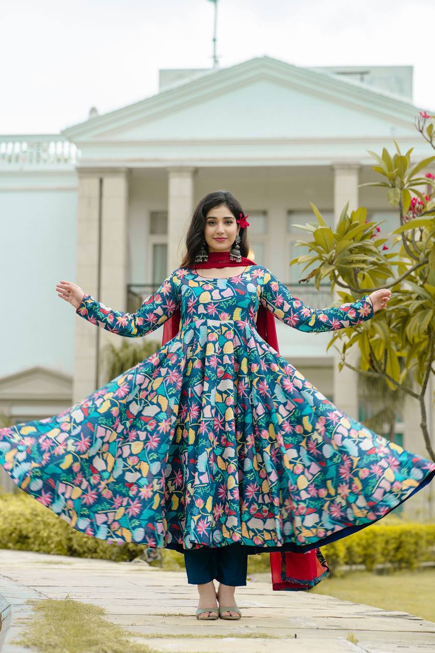 Rangriti Maslin Anarkali Suit Set ✨🌺