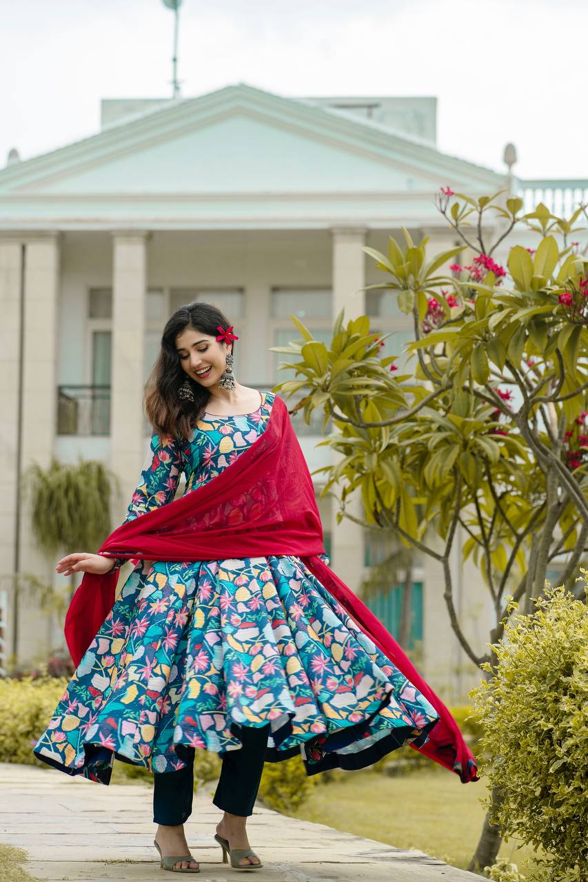 Rangriti Maslin Anarkali Suit Set ✨🌺