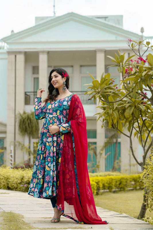 Rangriti Maslin Anarkali Suit Set ✨🌺