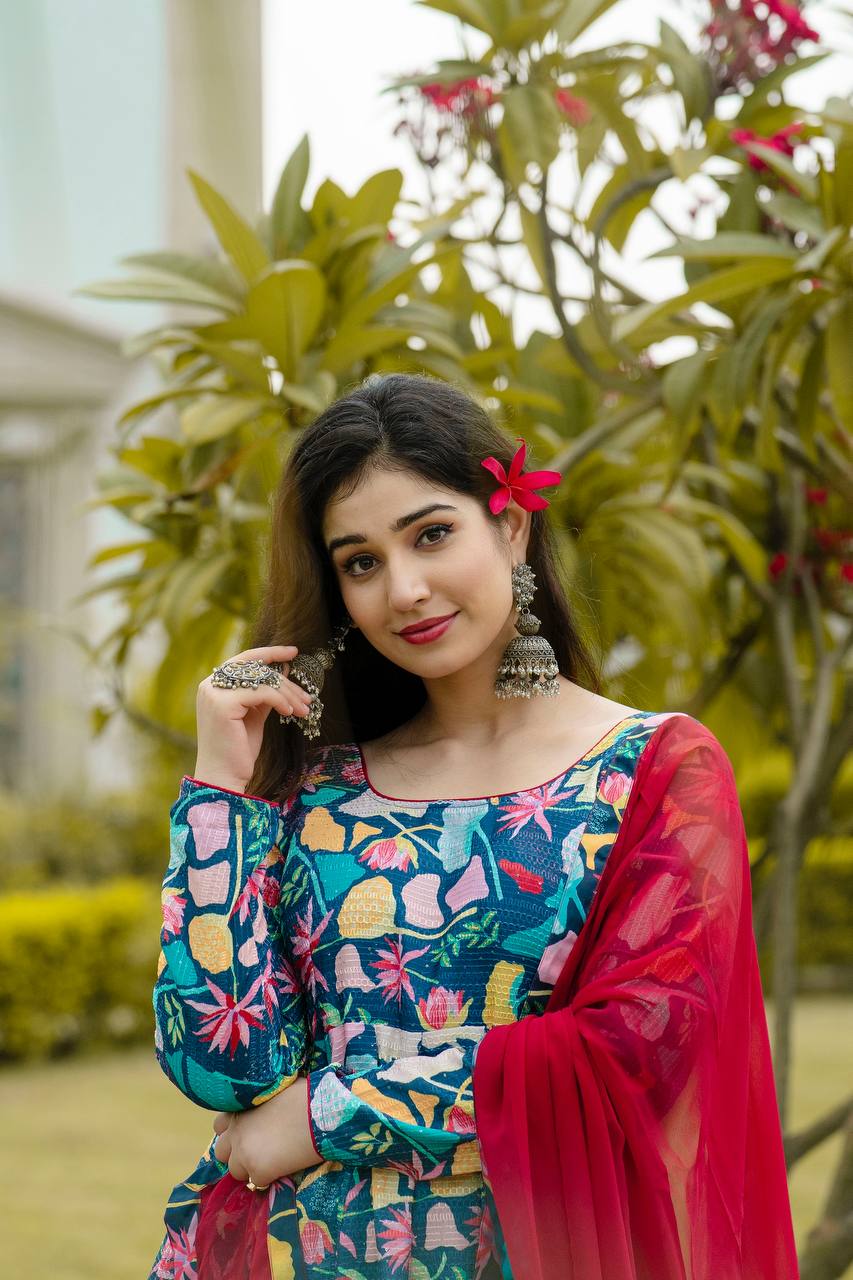 Rangriti Maslin Anarkali Suit Set ✨🌺