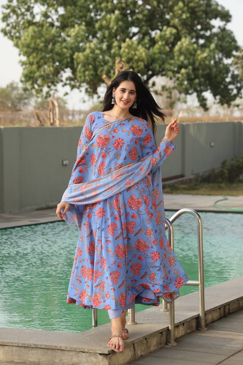 Zarmina Sky Bloom Anarkali Set ✨🌤️