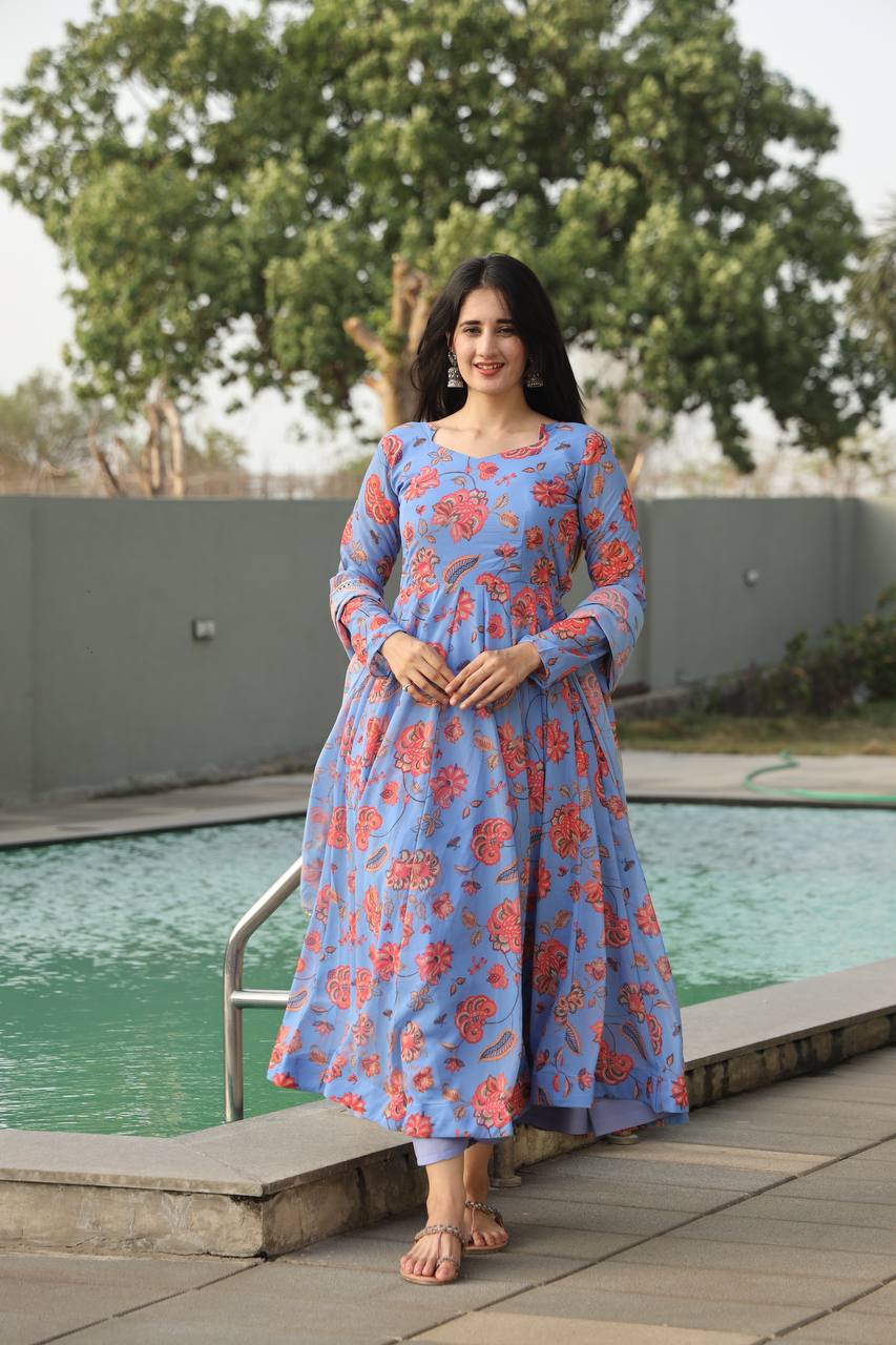Zarmina Sky Bloom Anarkali Set ✨🌤️
