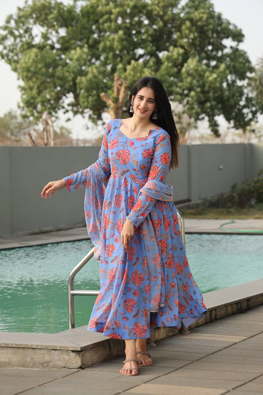 Zarmina Sky Bloom Anarkali Set ✨🌤️