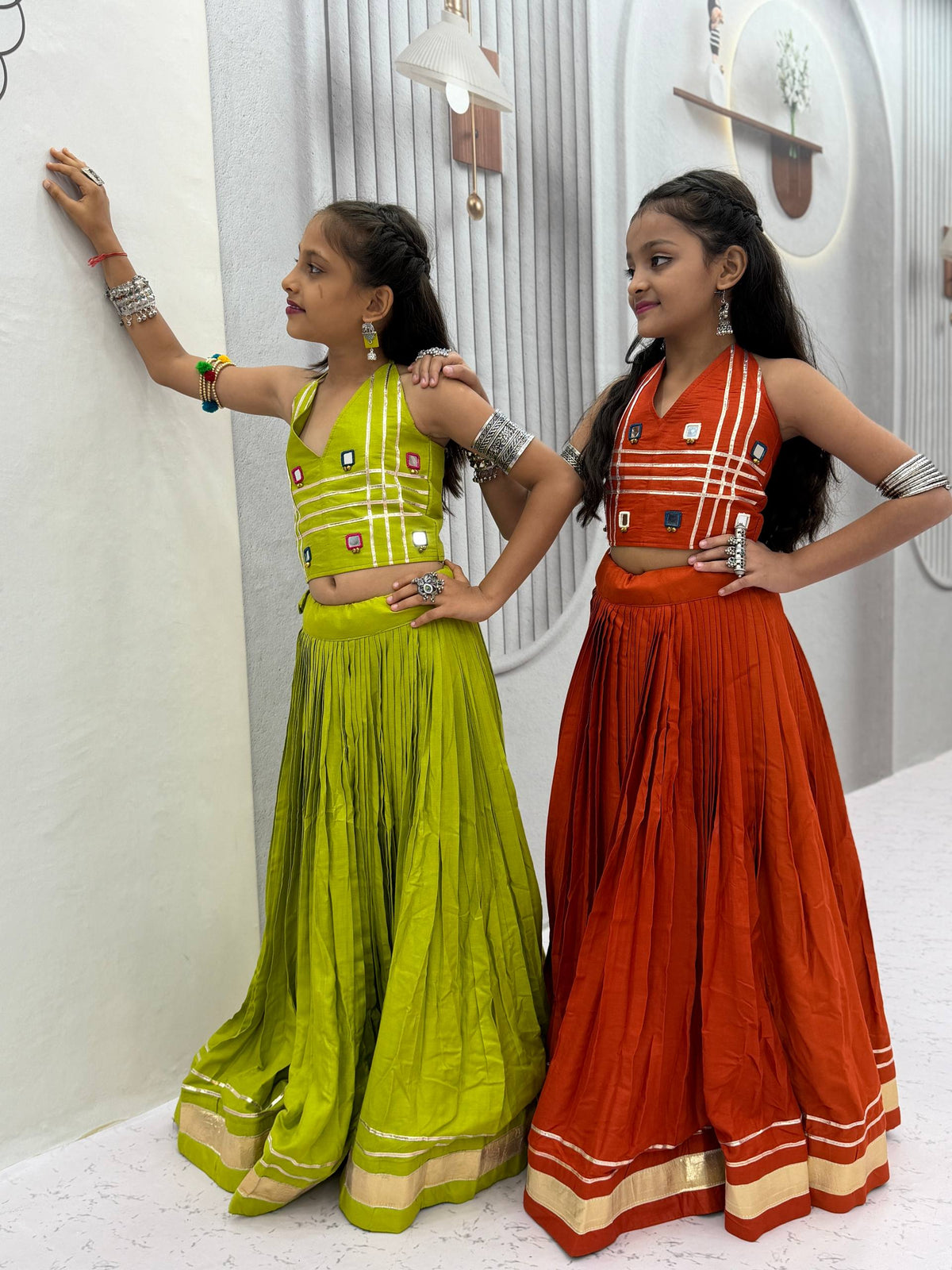 NAVRATRI SPECIAL KIDS LEHENGA CHOLI – MIRROR HANDWORK