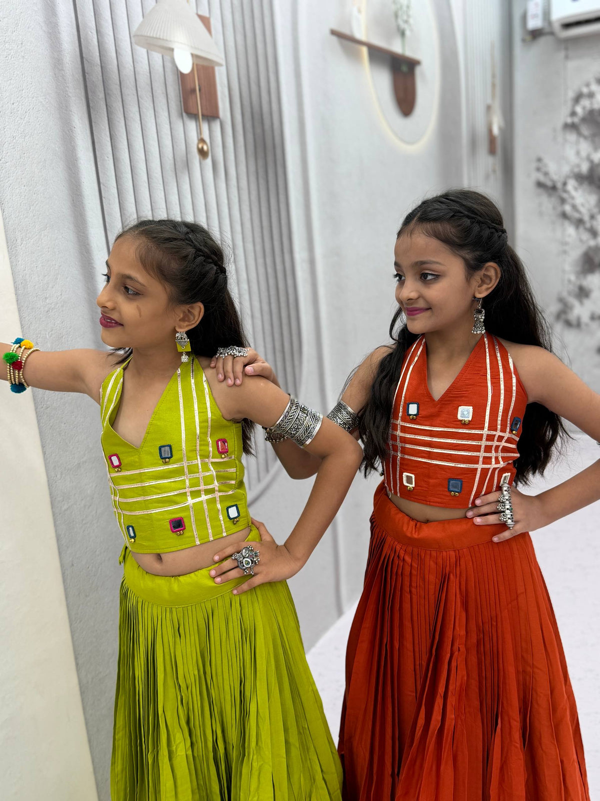 NAVRATRI SPECIAL KIDS LEHENGA CHOLI – MIRROR HANDWORK