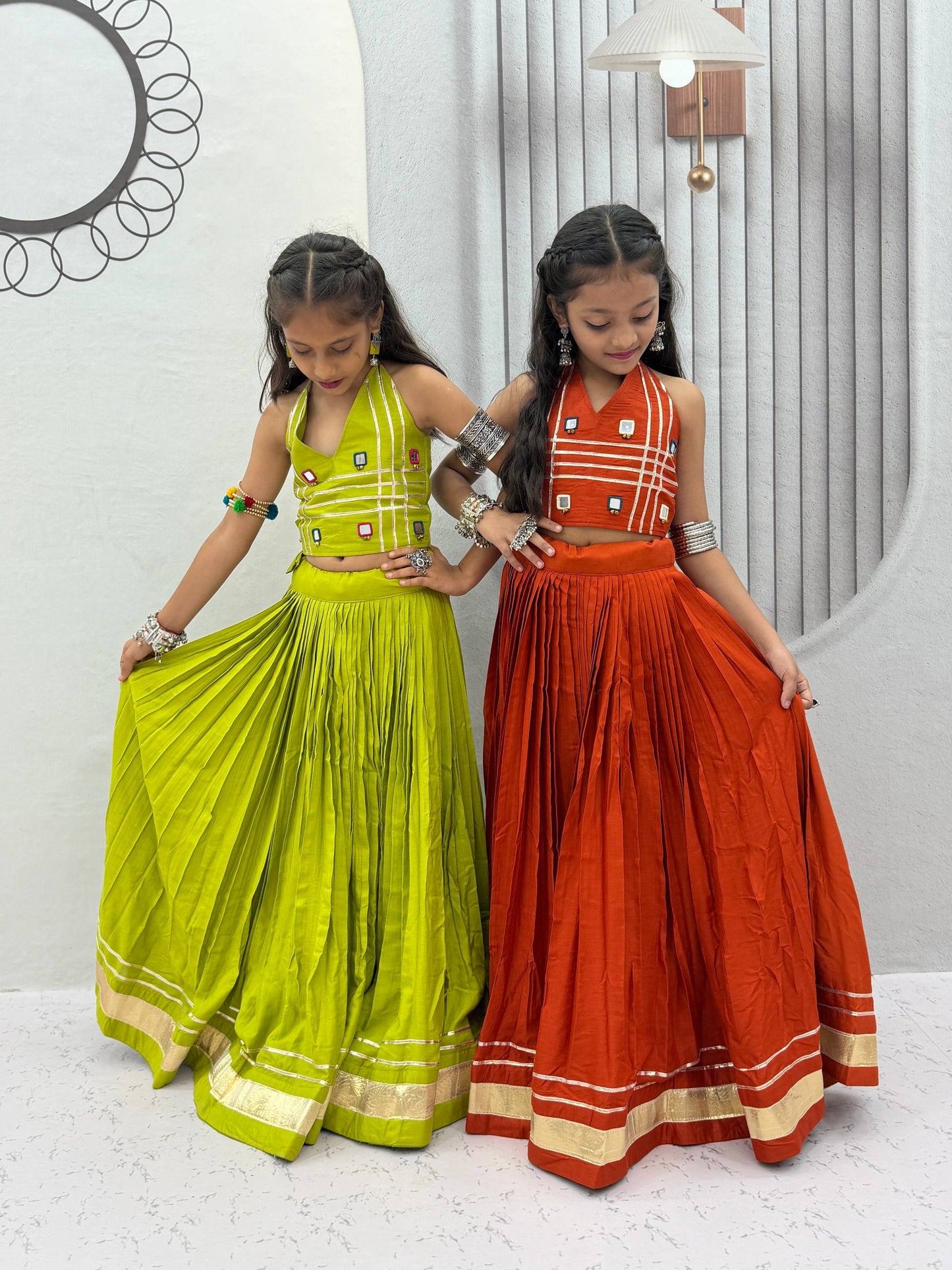 NAVRATRI SPECIAL KIDS LEHENGA CHOLI – MIRROR HANDWORK