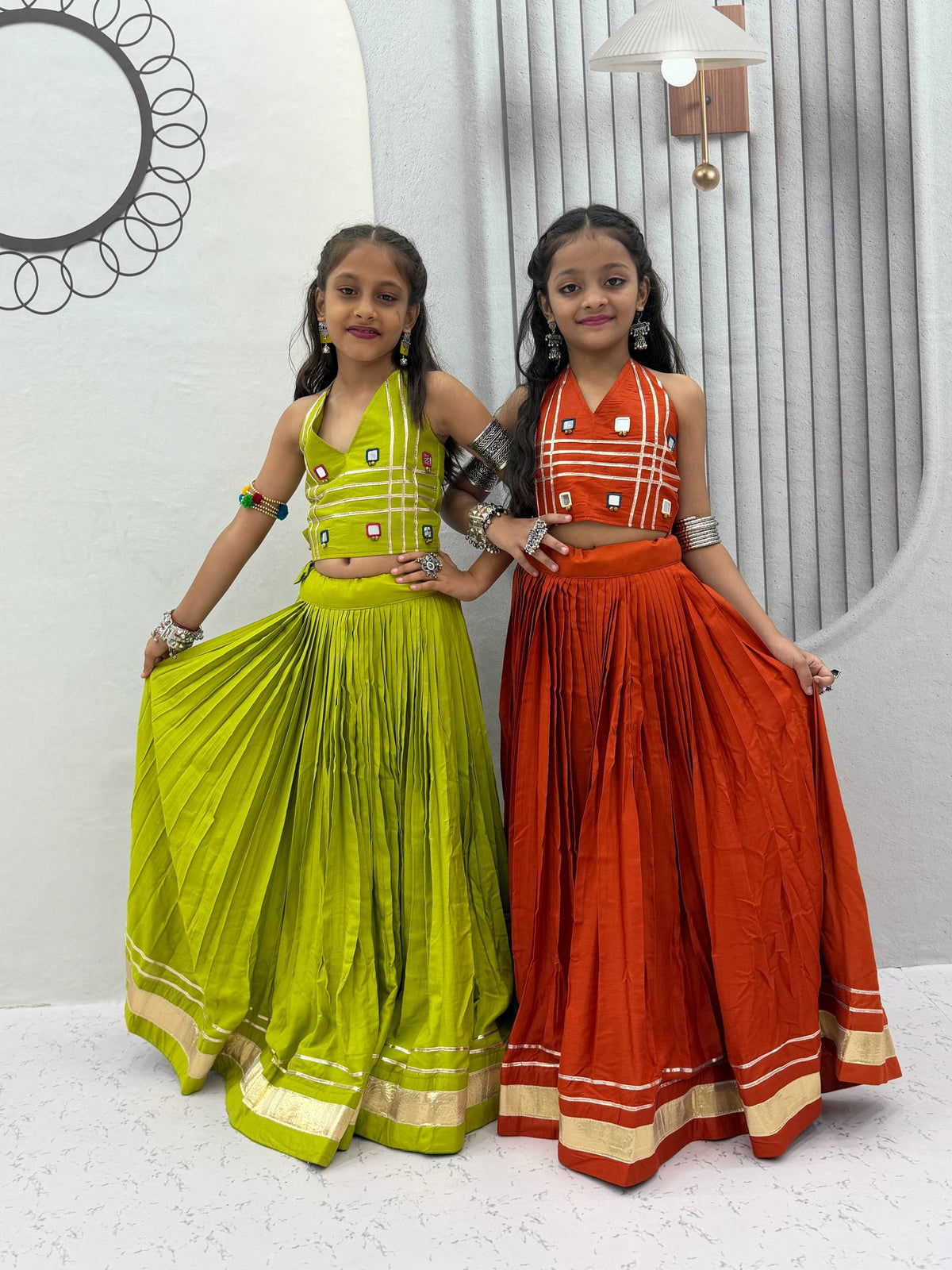NAVRATRI SPECIAL KIDS LEHENGA CHOLI – MIRROR HANDWORK