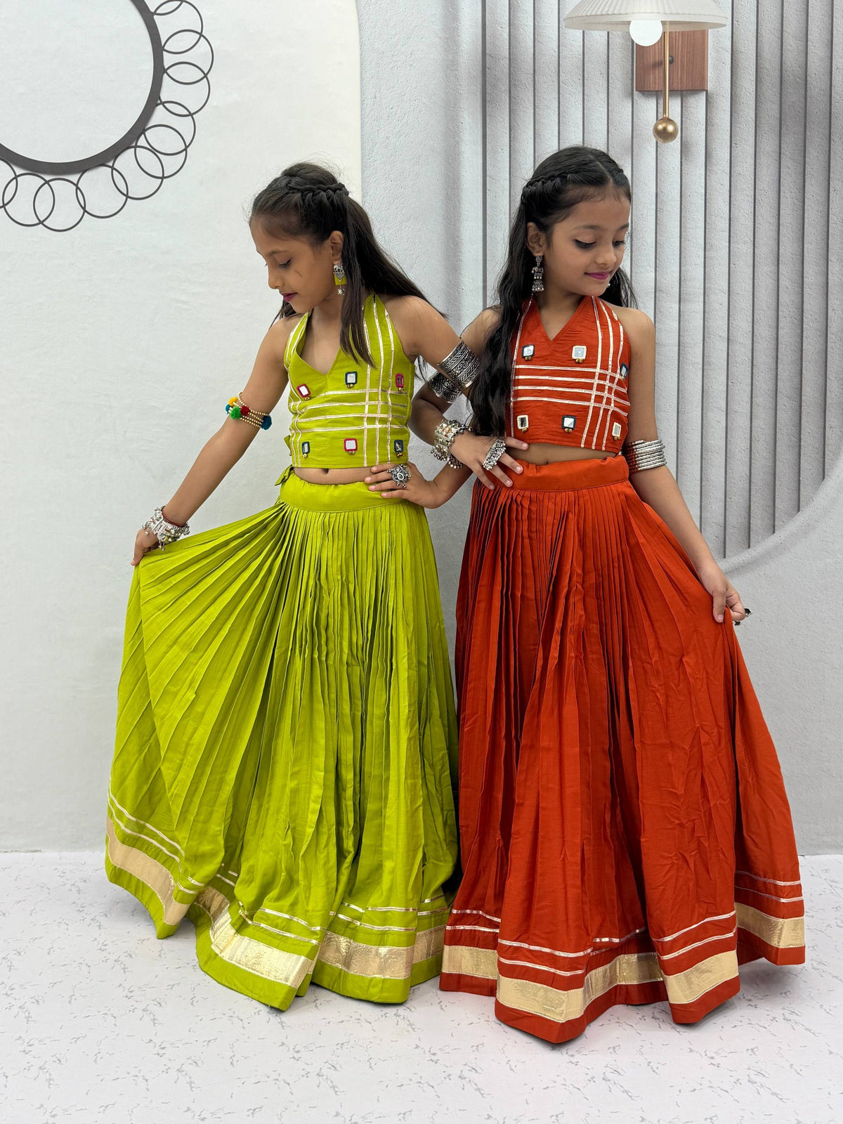 NAVRATRI SPECIAL KIDS LEHENGA CHOLI – MIRROR HANDWORK