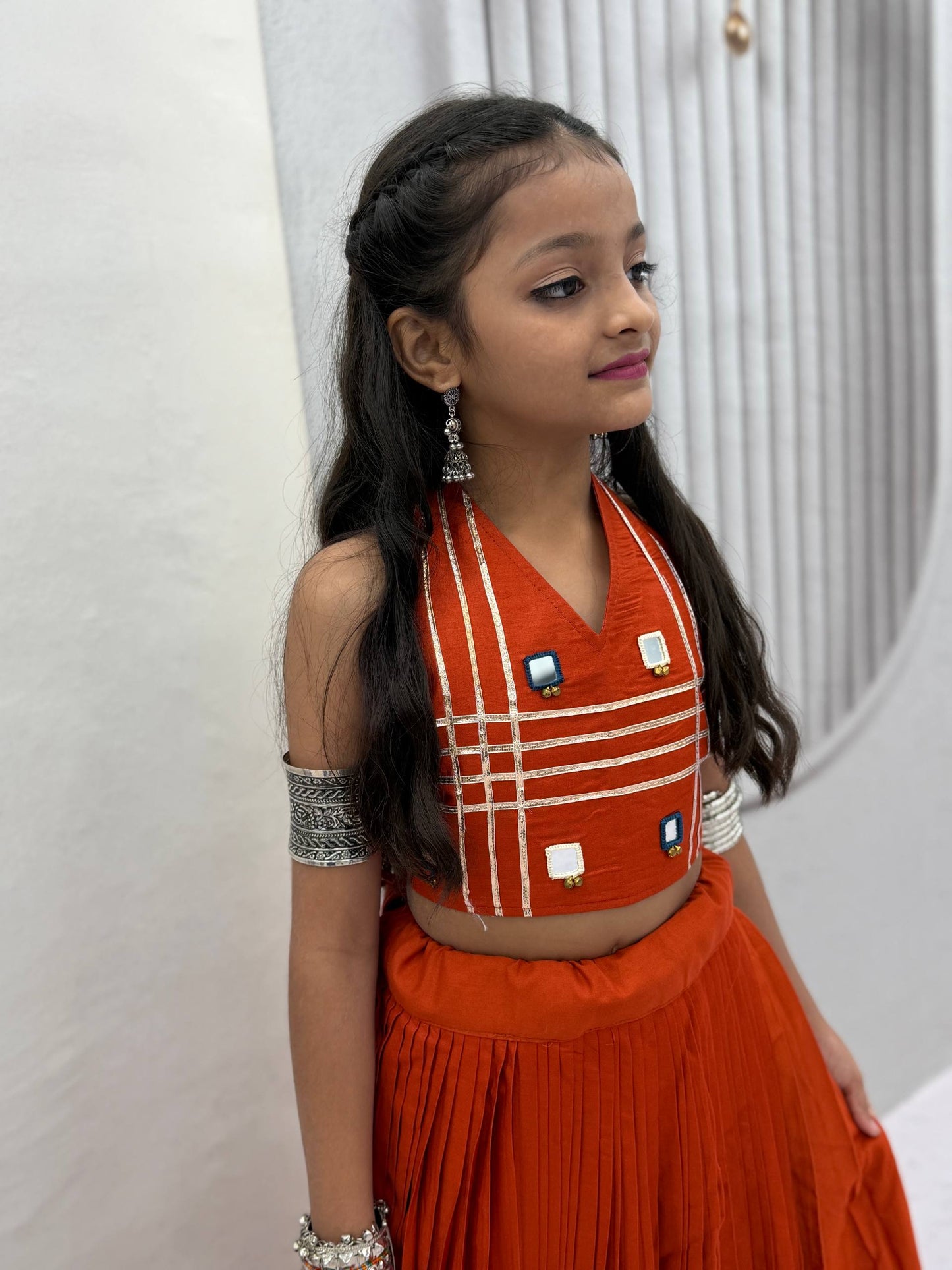 NAVRATRI SPECIAL KIDS LEHENGA CHOLI – MIRROR HANDWORK