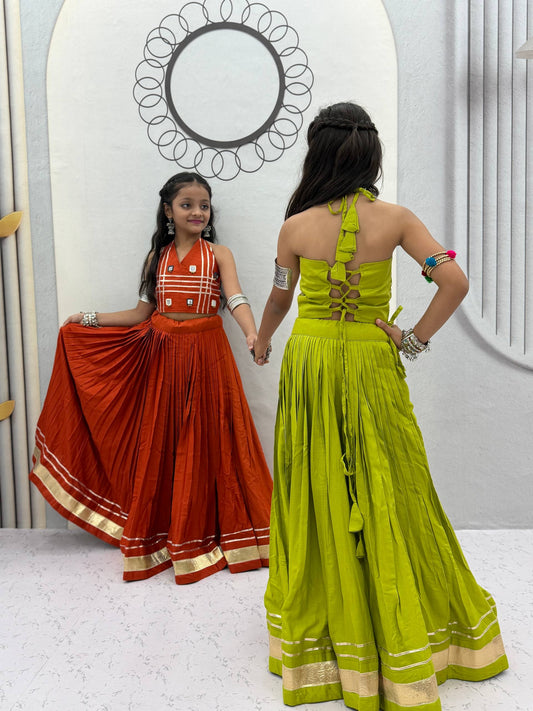 NAVRATRI SPECIAL KIDS LEHENGA CHOLI – MIRROR HANDWORK