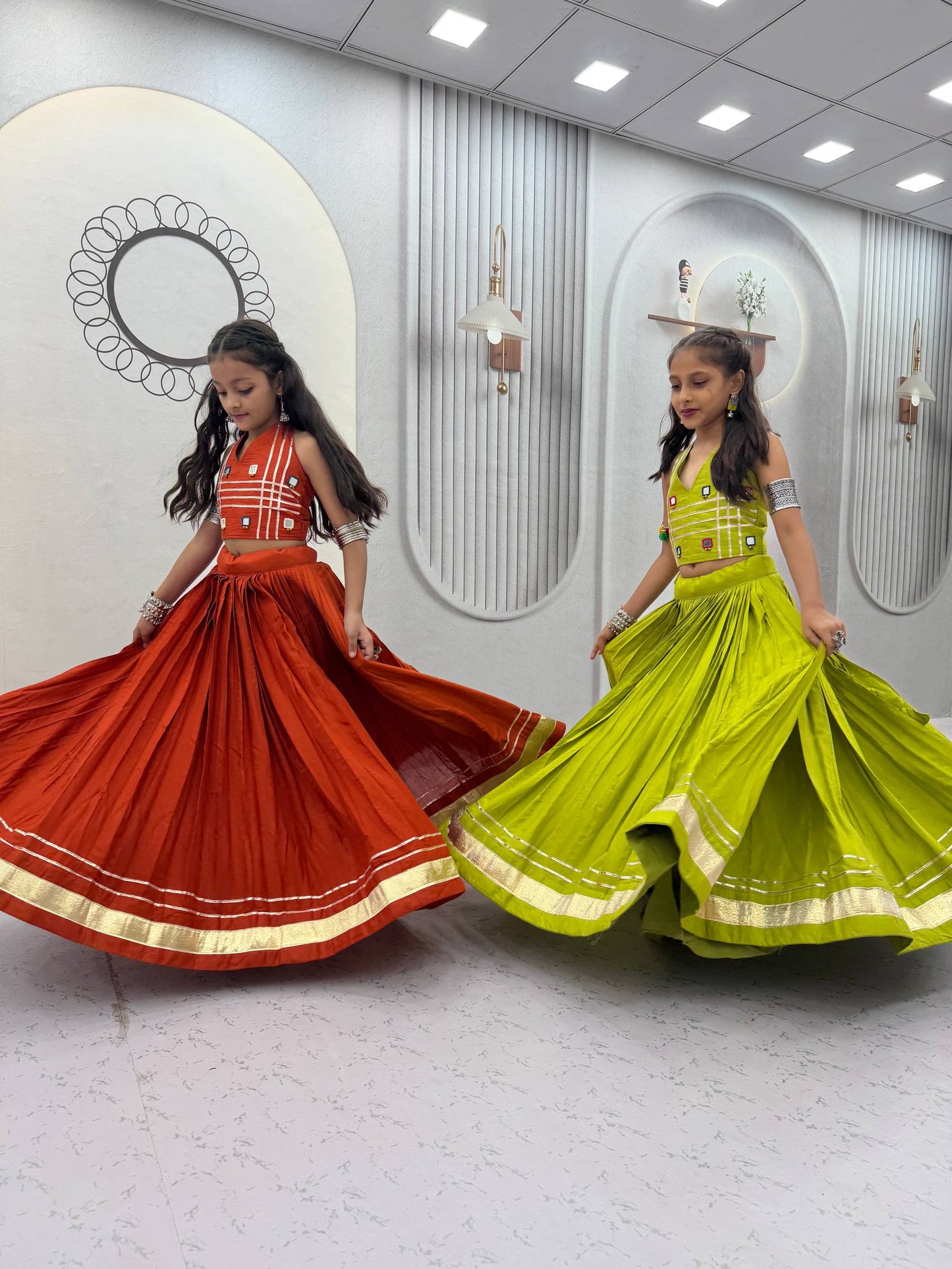 NAVRATRI SPECIAL KIDS LEHENGA CHOLI – MIRROR HANDWORK