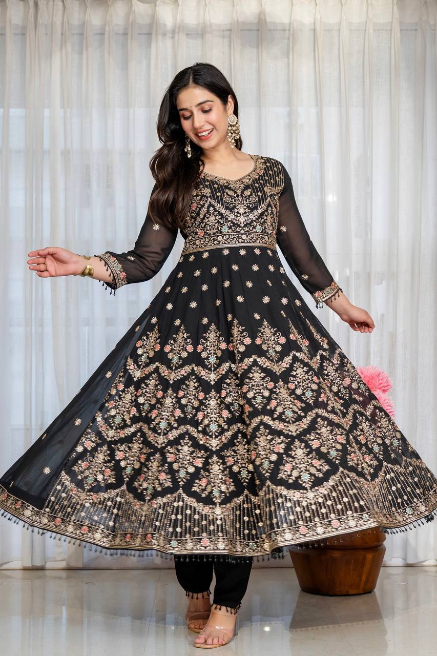 Elegant Faux Blooming Anarkali Suit Set For Women – Wedding &amp; Festive Collection