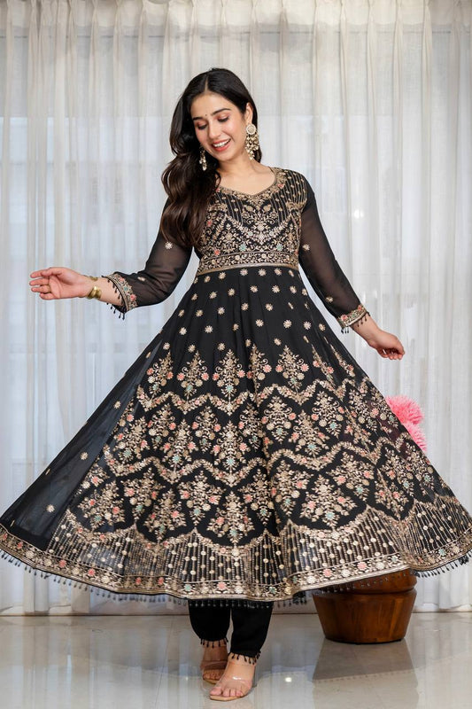 Elegant Faux Blooming Anarkali Suit Set For Women – Wedding &amp; Festive Collection