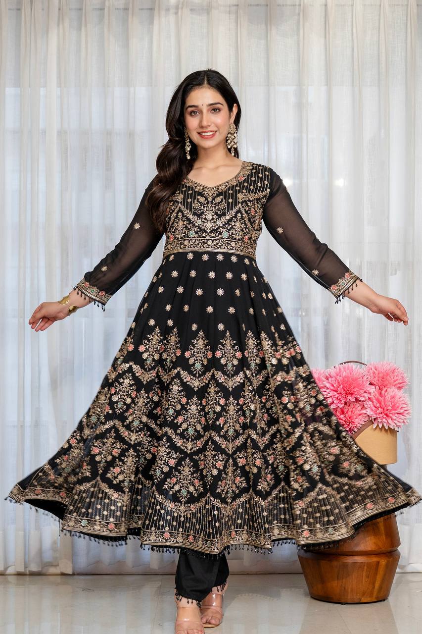 Elegant Faux Blooming Anarkali Suit Set For Women – Wedding &amp; Festive Collection