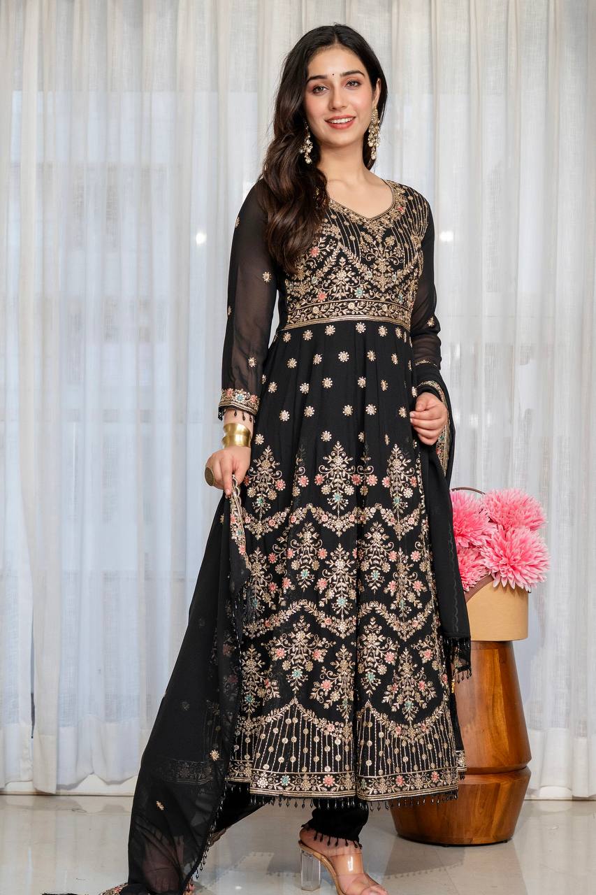 Elegant Faux Blooming Anarkali Suit Set For Women – Wedding &amp; Festive Collection