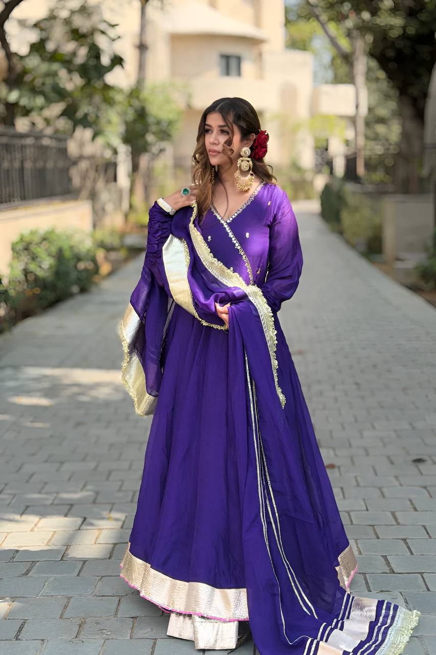 Women’s Purple Festive Wear Anarkali Suit (3 PCS)