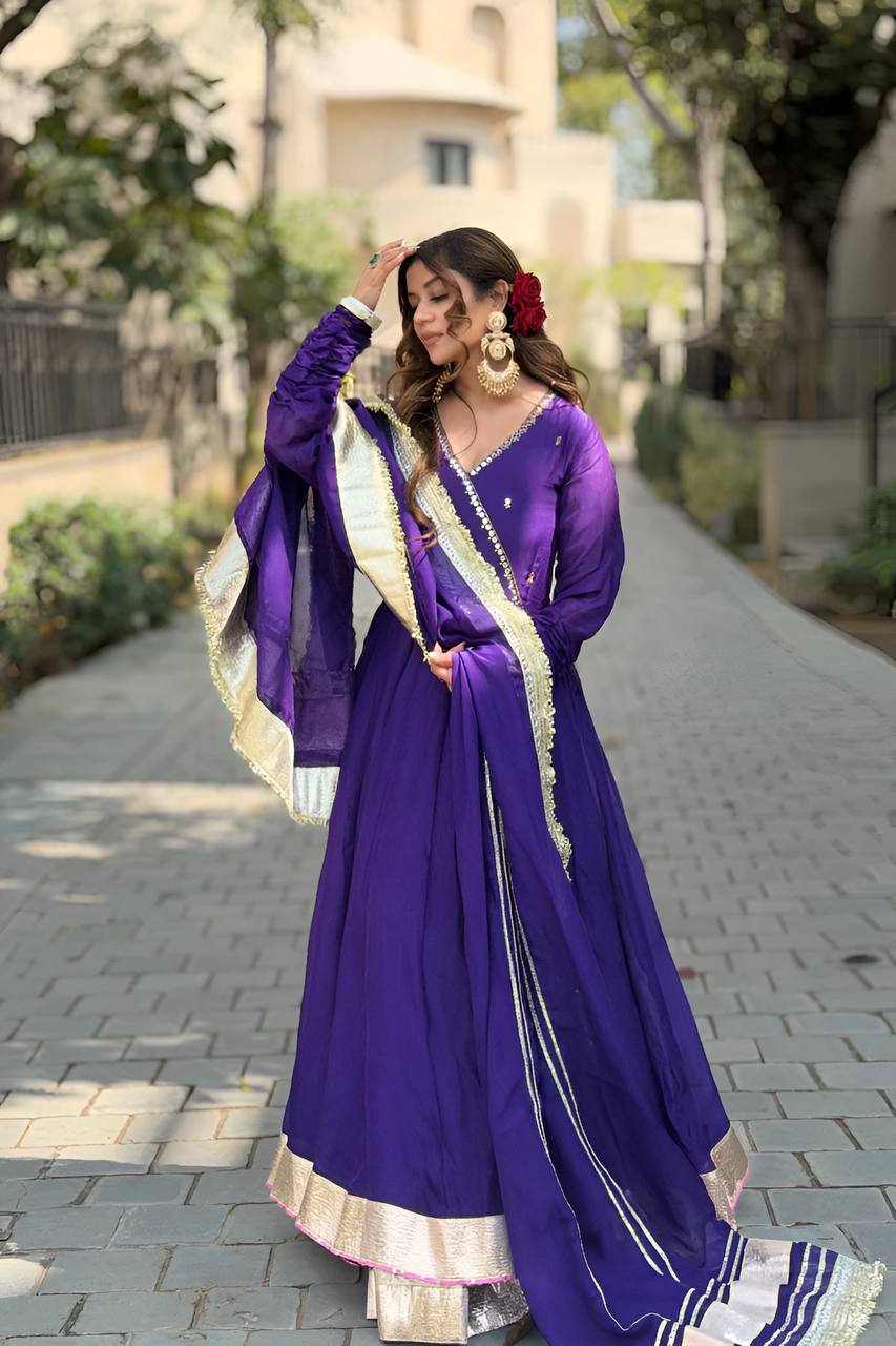 Women’s Purple Festive Wear Anarkali Suit (3 PCS)