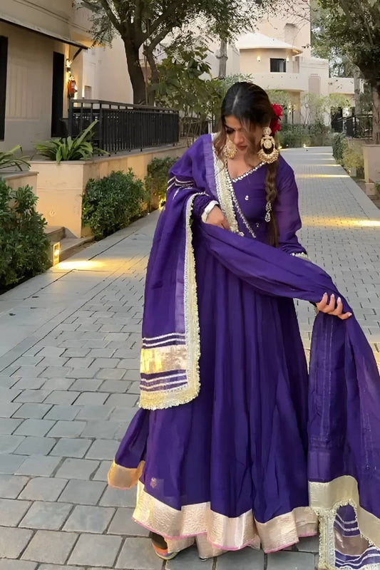Women’s Purple Festive Wear Anarkali Suit (3 PCS)