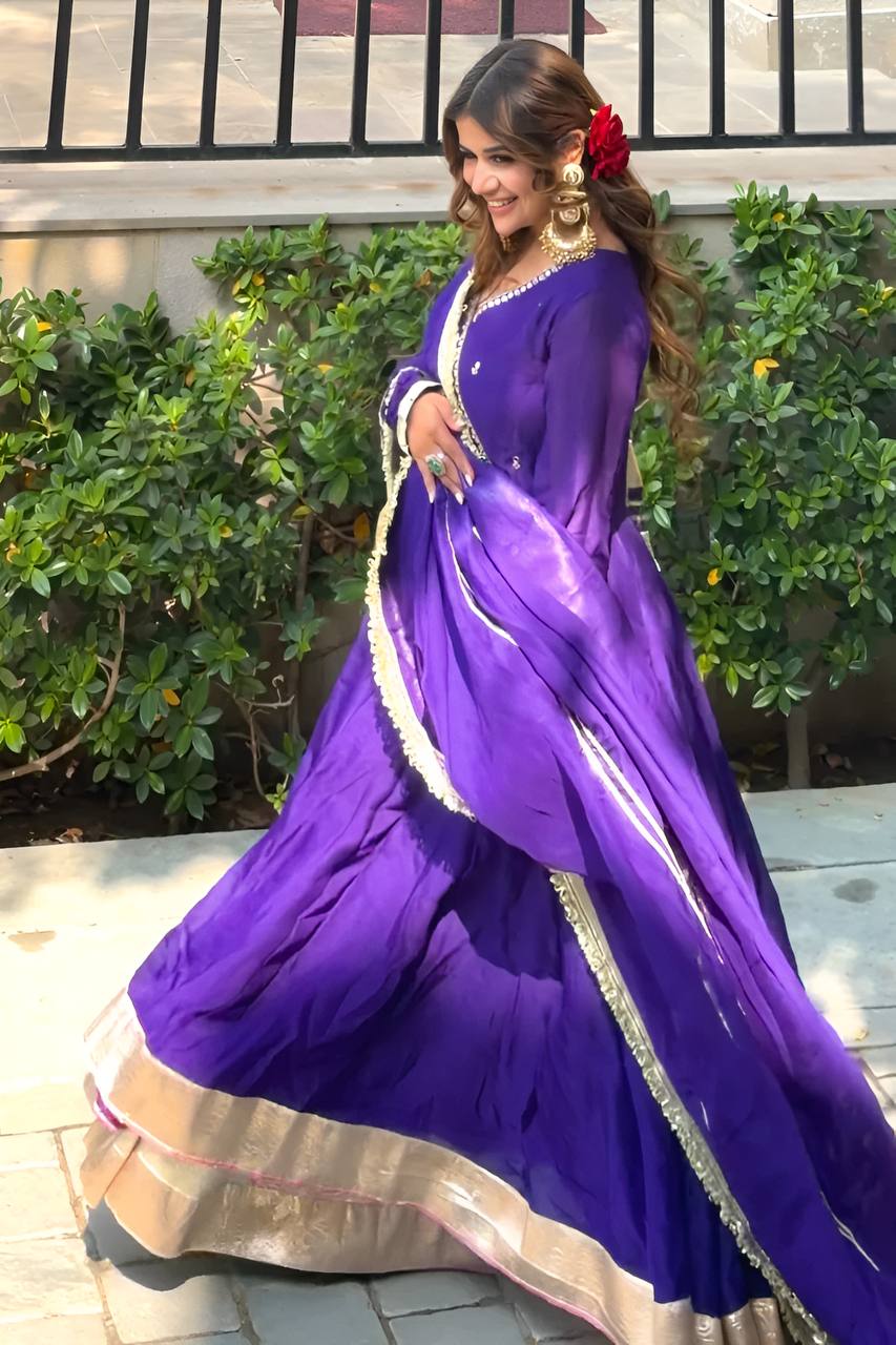 Women’s Purple Festive Wear Anarkali Suit (3 PCS)
