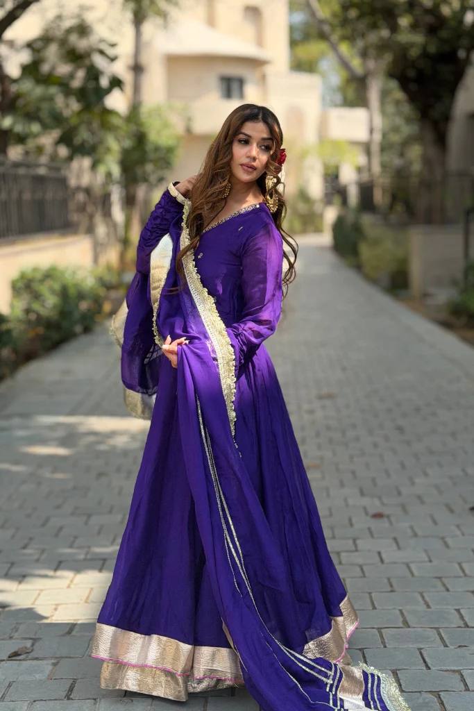 Women’s Purple Festive Wear Anarkali Suit (3 PCS)