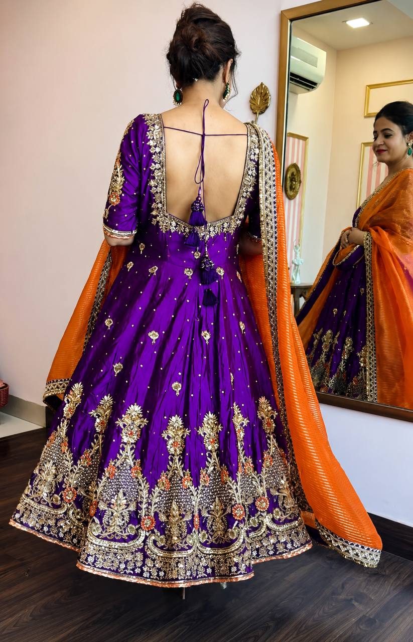 Royal Heavy Silk Embroidered Anarkali Suit Set For Women