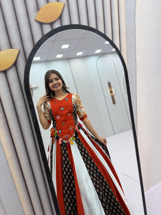 NAVRATRI SPECIAL PURE COTTON KEDIYU LEHENGA – REAL HANDWORK