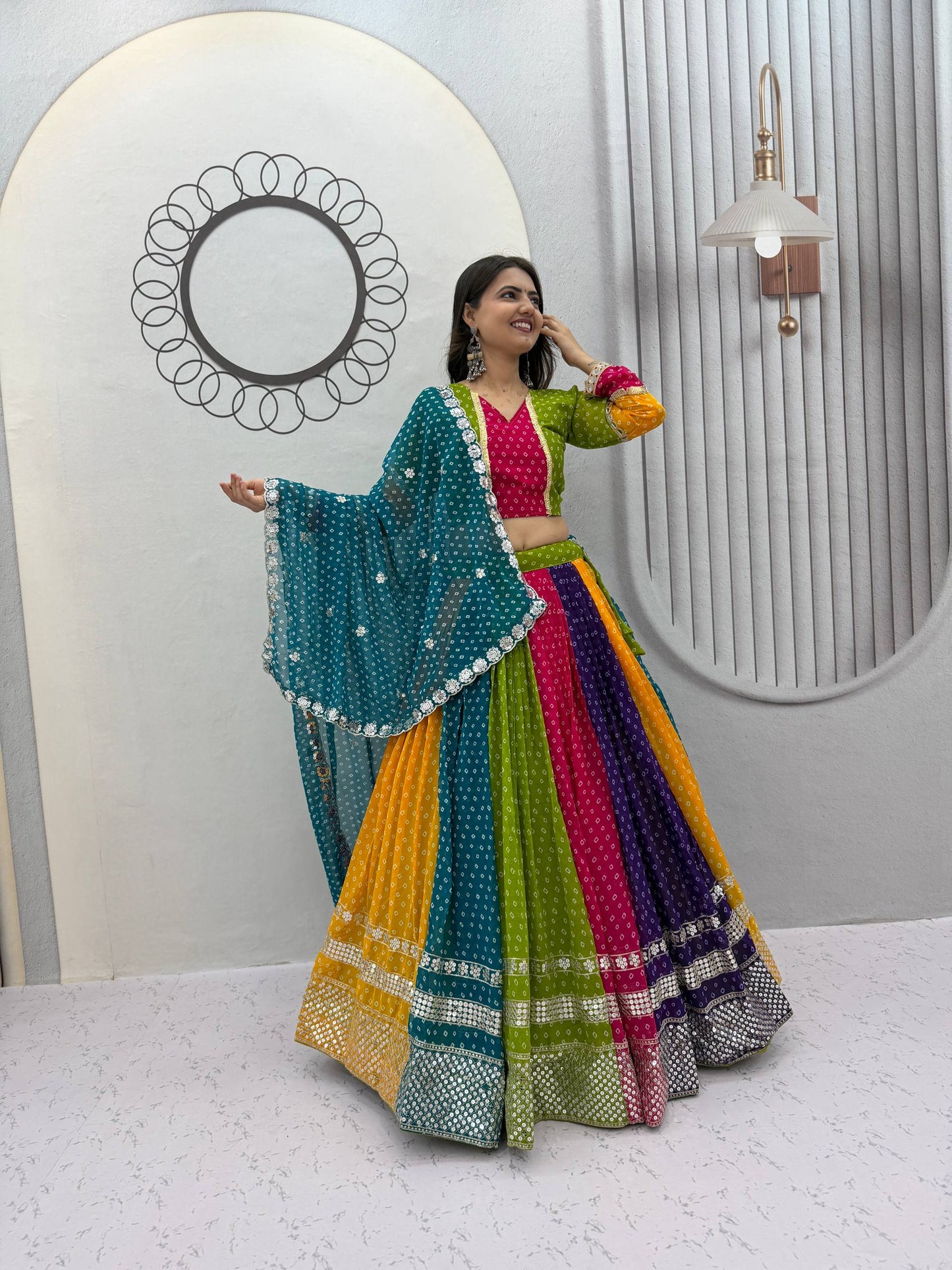 NAVRATRI SPECIAL GEORGETTE LEHENGA CHOLI – 6 METER FLAIR