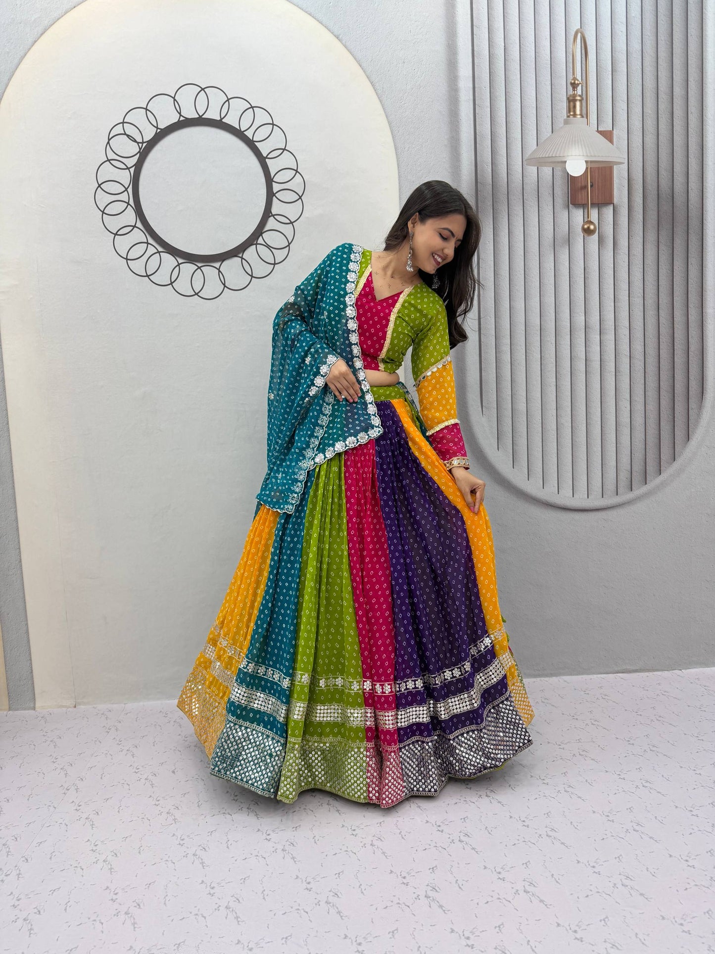 NAVRATRI SPECIAL GEORGETTE LEHENGA CHOLI – 6 METER FLAIR