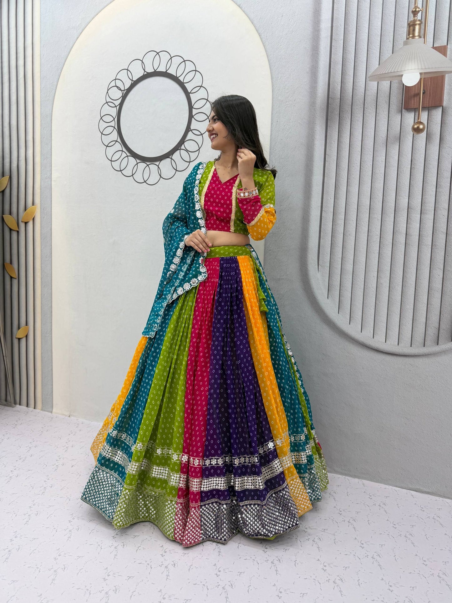 NAVRATRI SPECIAL GEORGETTE LEHENGA CHOLI – 6 METER FLAIR