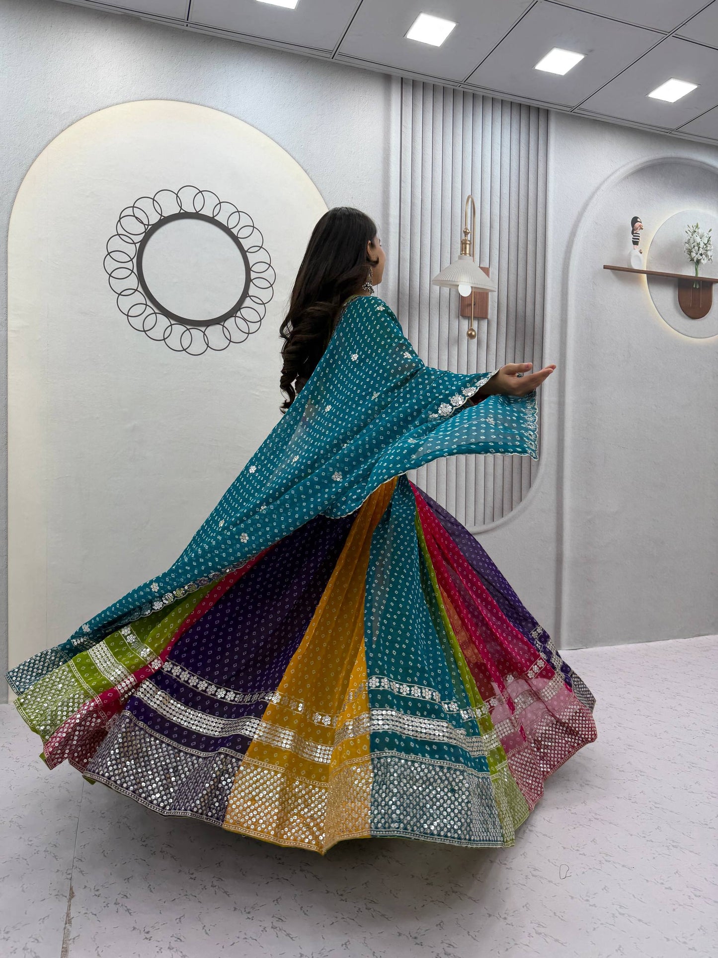 NAVRATRI SPECIAL GEORGETTE LEHENGA CHOLI – 6 METER FLAIR