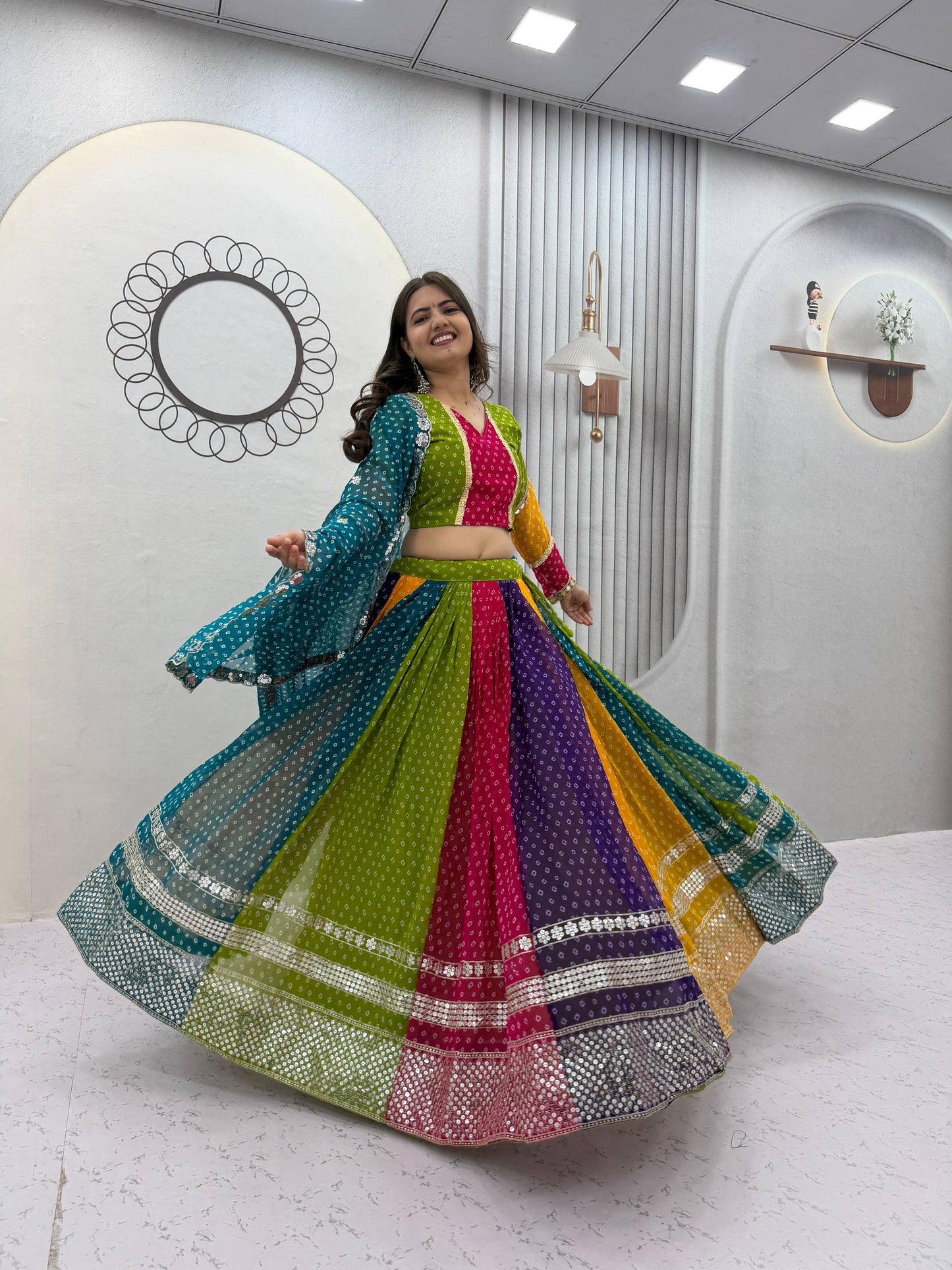 NAVRATRI SPECIAL GEORGETTE LEHENGA CHOLI – 6 METER FLAIR