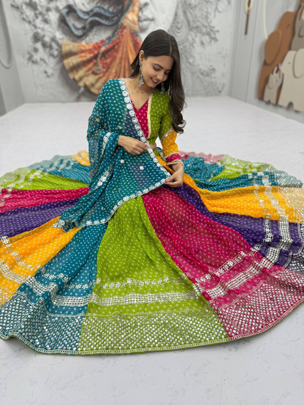 NAVRATRI SPECIAL GEORGETTE LEHENGA CHOLI – 6 METER FLAIR