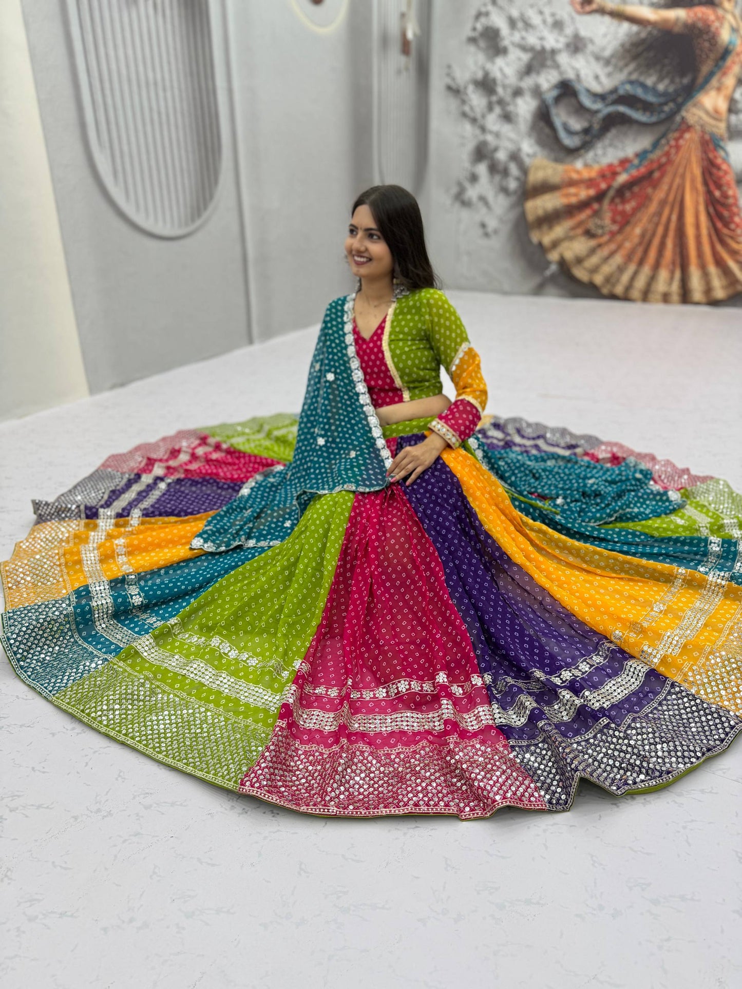 NAVRATRI SPECIAL GEORGETTE LEHENGA CHOLI – 6 METER FLAIR